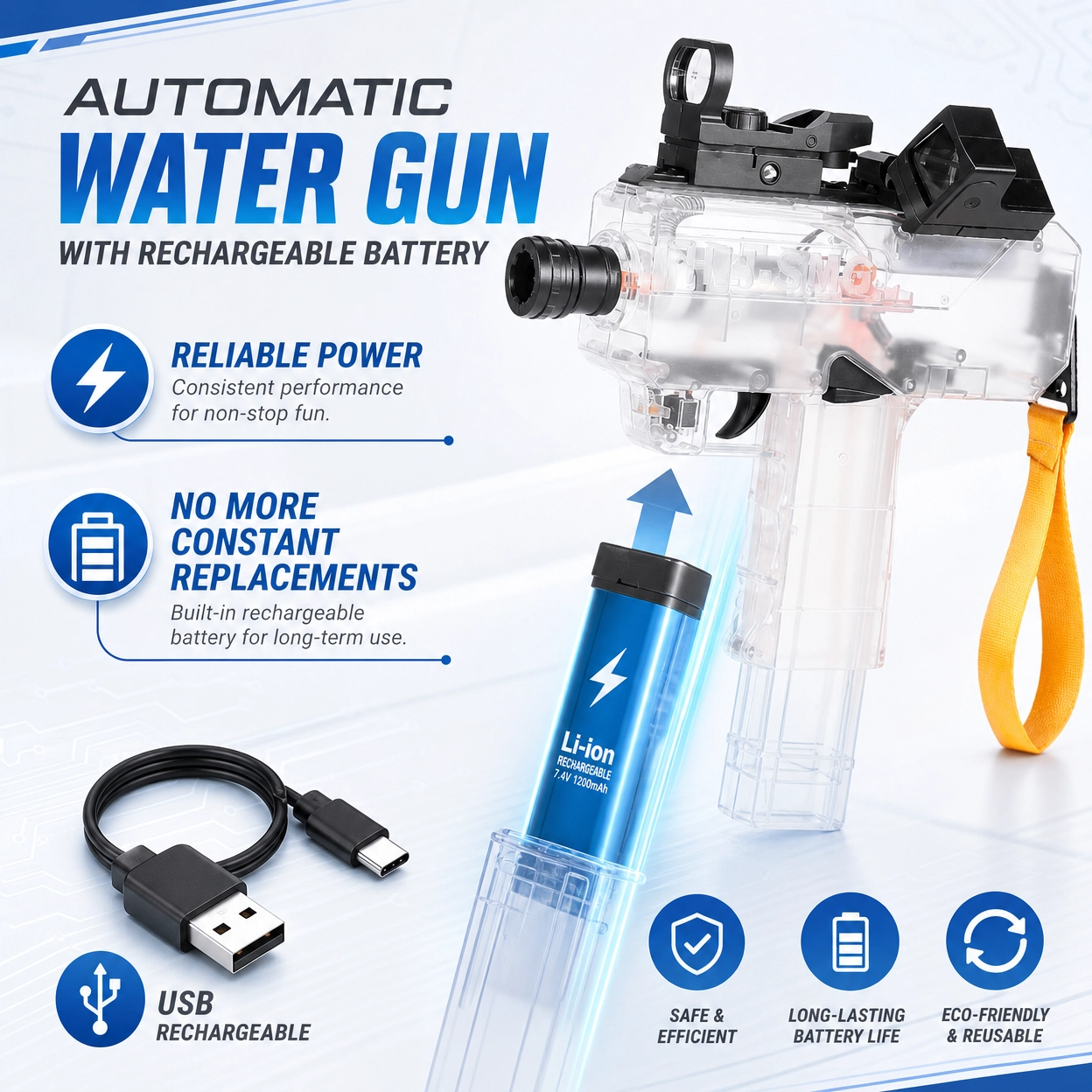 TL Uzi Electric Burst Water Gun for Kids